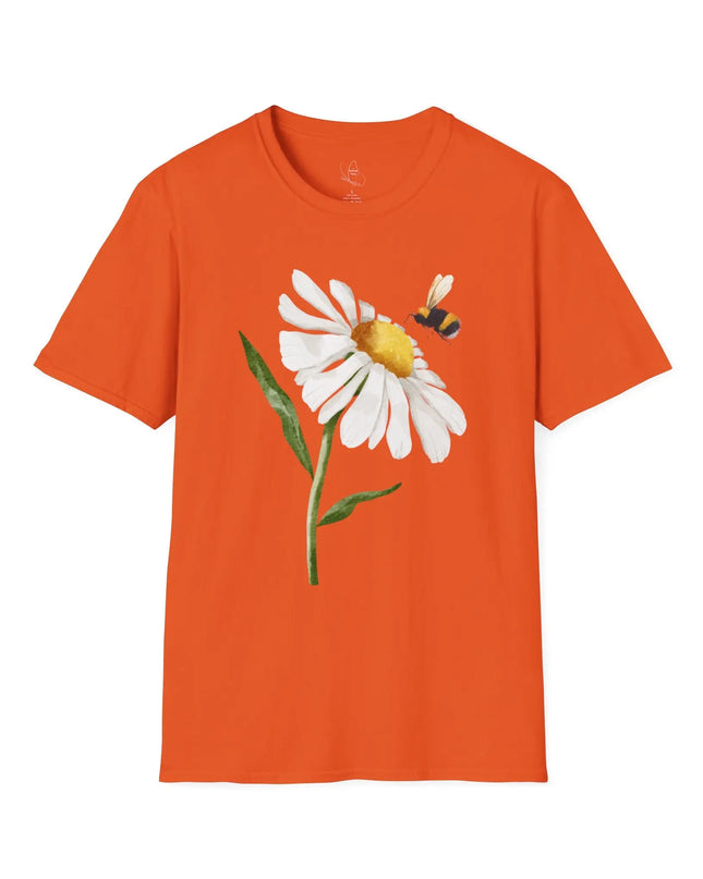 Bee & Daisy Unisex Softstyle T-Shirt - Nature-Inspired Design Printify