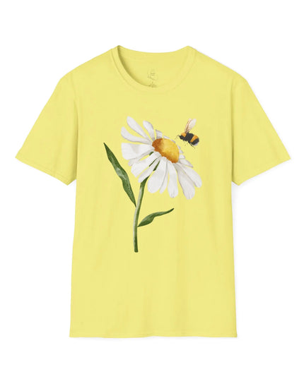 Bee & Daisy Unisex Softstyle T-Shirt - Nature-Inspired Design Printify