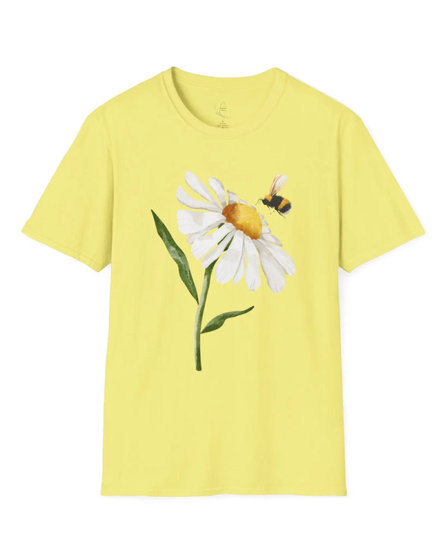 Bee & Daisy Unisex Softstyle T-Shirt - Nature-Inspired Design Printify