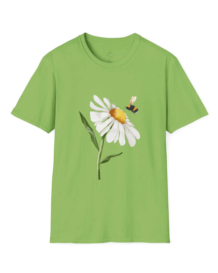 Bee & Daisy Unisex Softstyle T-Shirt - Nature-Inspired Design Printify