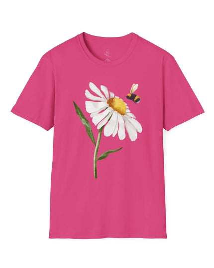 Bee & Daisy Unisex Softstyle T-Shirt - Nature-Inspired Design Printify