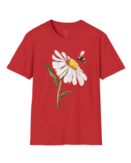 Bee & Daisy Unisex Softstyle T-Shirt - Nature-Inspired Design Printify
