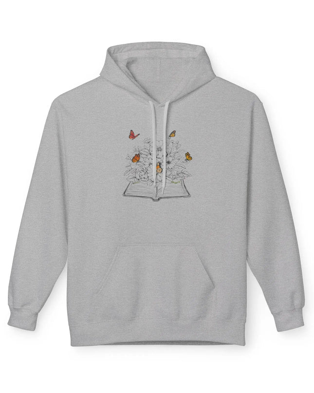 Blooming Book Hoodie – Floral & Butterfly Illustration - The Butterfly Mama