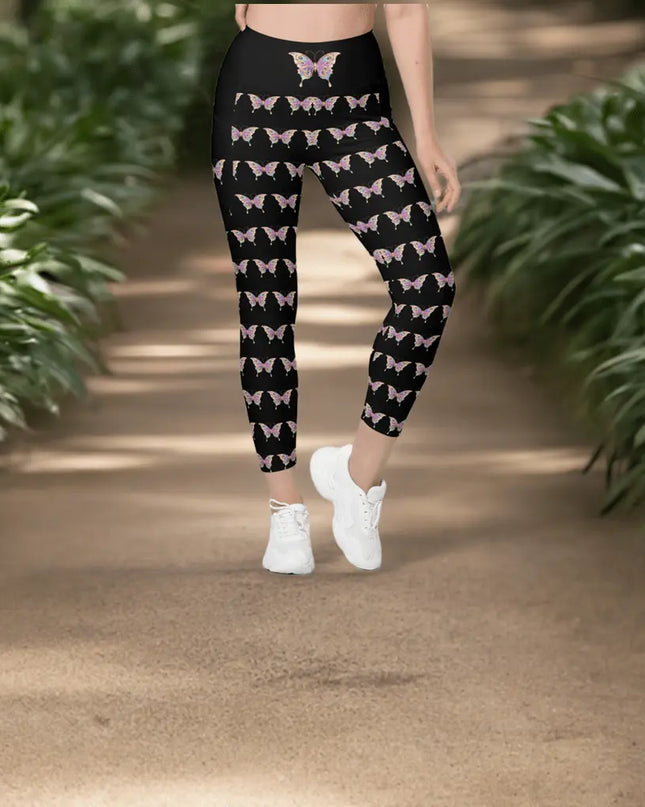 Butterfly Elegance All Over Print Leggings with pockets - The Butterfly Mama