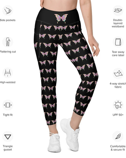 Butterfly Elegance All Over Print Leggings with pockets - The Butterfly Mama