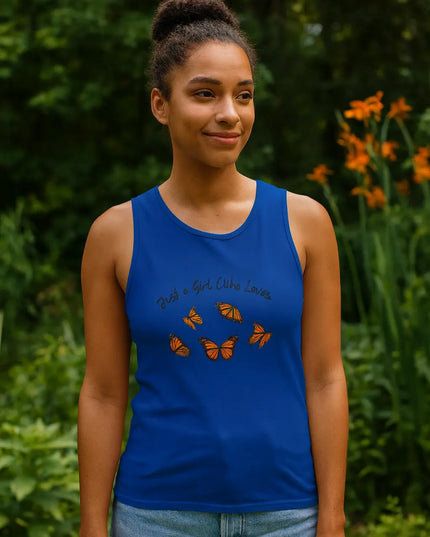 Butterfly Tank Top - Just a Girl Who Loves Monarch Butterflies Printify