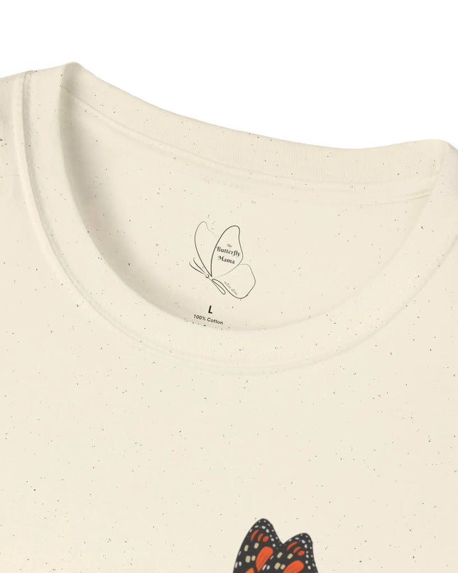 Butterfly & Flower Unisex Softstyle T-Shirt – Nature - Inspired Graphic Tee for Spring Days - The Butterfly Mama