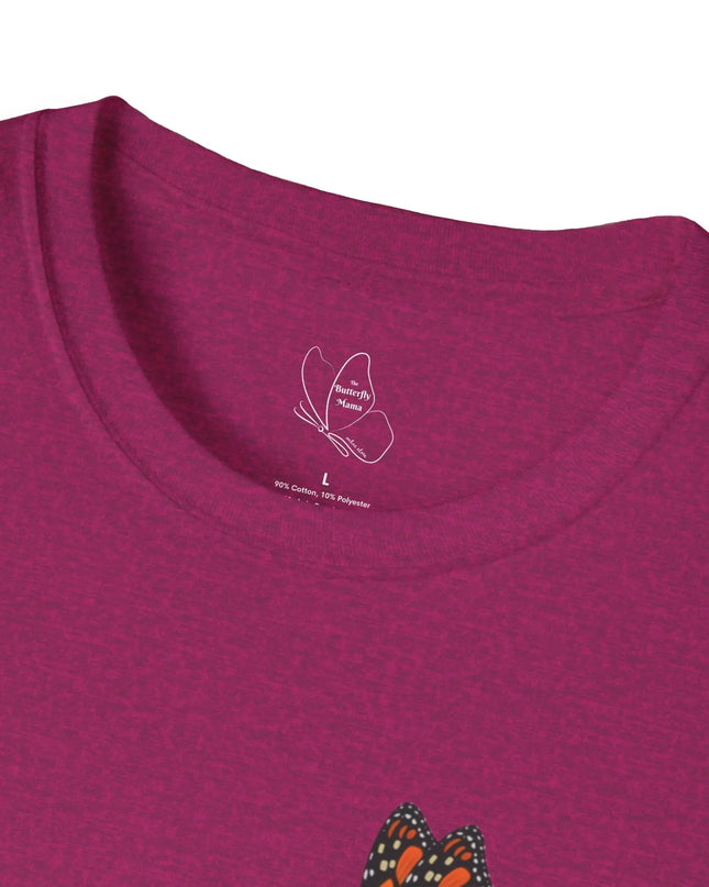 Butterfly & Flower Unisex Softstyle T-Shirt – Nature - Inspired Graphic Tee for Spring Days - The Butterfly Mama