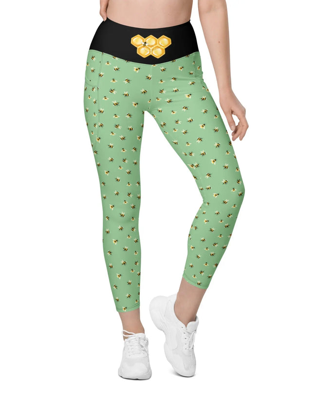 Buzzing Bee All Over Print Leggings with pockets - The Butterfly Mama