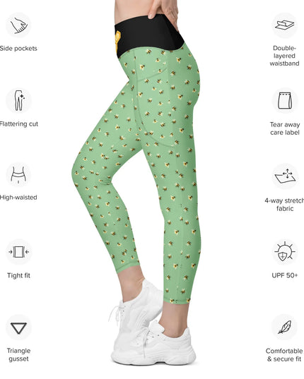 Buzzing Bee All Over Print Leggings with pockets - The Butterfly Mama