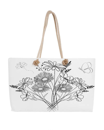 Chic Floral Sketch Weekender Tote Bag - The Butterfly Mama