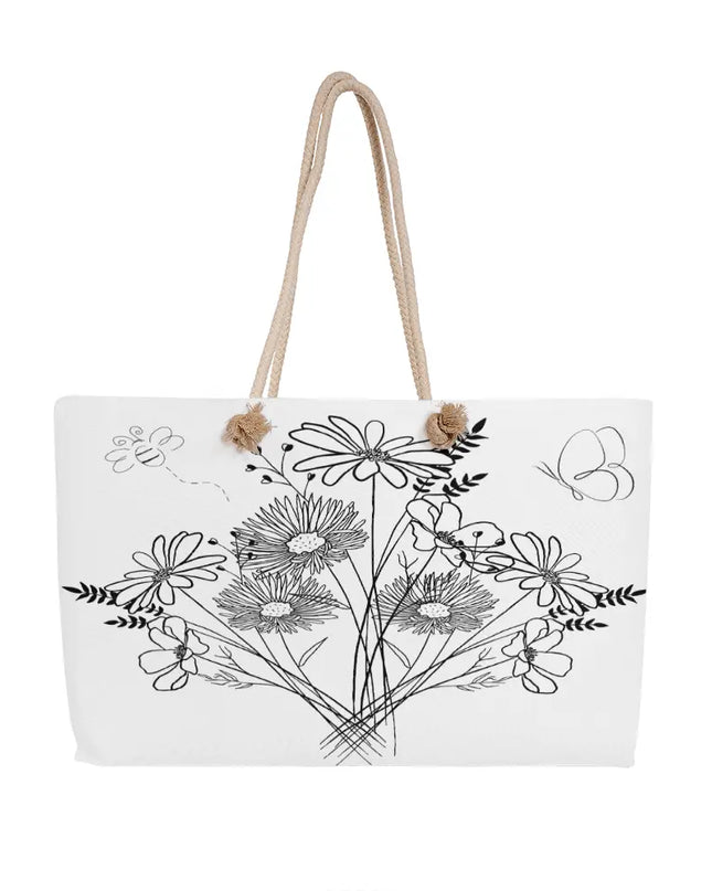 Chic Floral Sketch Weekender Tote Bag - The Butterfly Mama