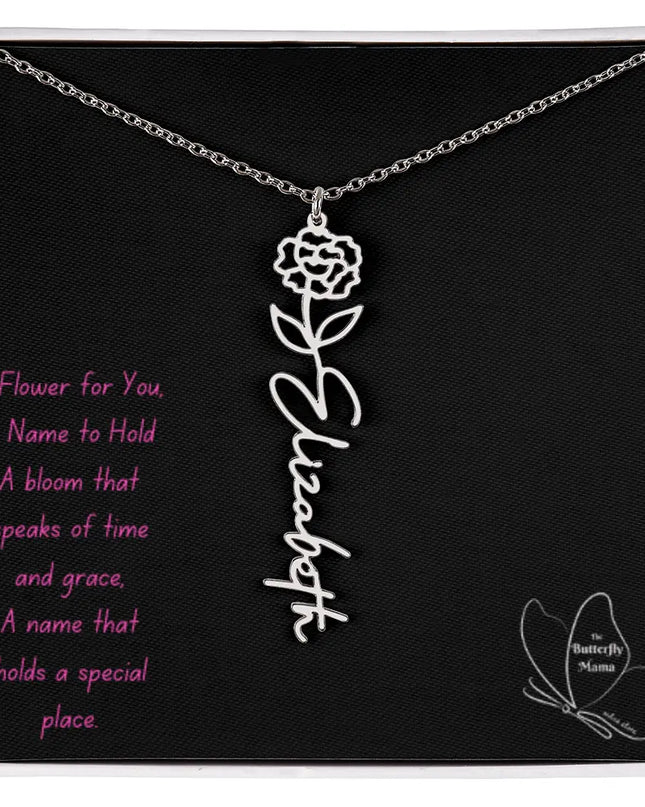 Customizable Birth Flower Name Necklace – Unique, Elegant, and Meaningful Gift - The Butterfly Mama
