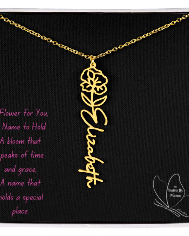 Customizable Birth Flower Name Necklace – Unique, Elegant, and Meaningful Gift - The Butterfly Mama