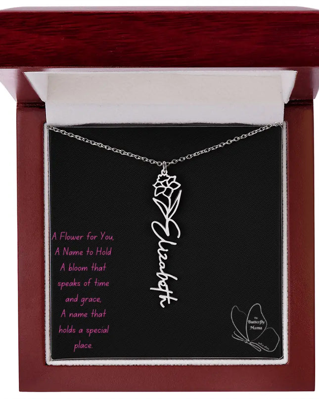 Customizable Birth Flower Name Necklace – Unique, Elegant, and Meaningful Gift - The Butterfly Mama