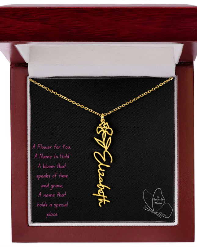 Customizable Birth Flower Name Necklace – Unique, Elegant, and Meaningful Gift - The Butterfly Mama