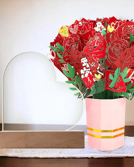 Every Love Story is Beautiful – Elegant Acrylic LED Keepsake with Faux Flower Bouquet - The Butterfly Mama