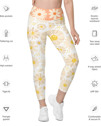 Floral Bliss All Over Print Leggings with pockets - The Butterfly Mama