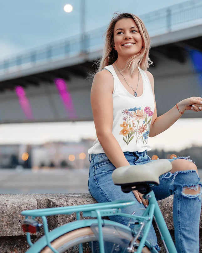 Floral Print Unisex Heavy Cotton Tank Top - Summer Vibes, Outdoor & Casual Wear - The Butterfly Mama