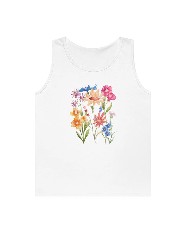 Floral Print Unisex Heavy Cotton Tank Top - Summer Vibes, Outdoor & Casual Wear - The Butterfly Mama