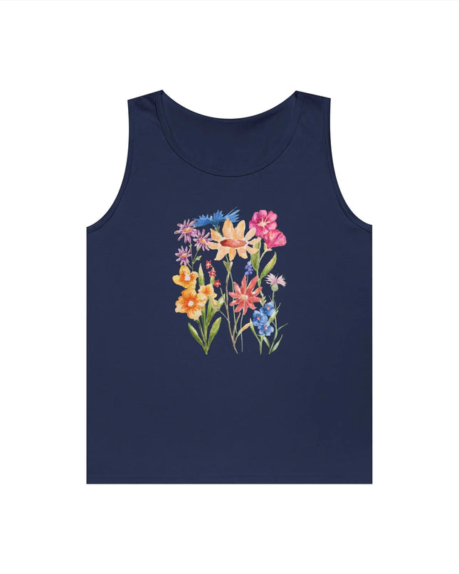Floral Print Unisex Heavy Cotton Tank Top - Summer Vibes, Outdoor & Casual Wear - The Butterfly Mama