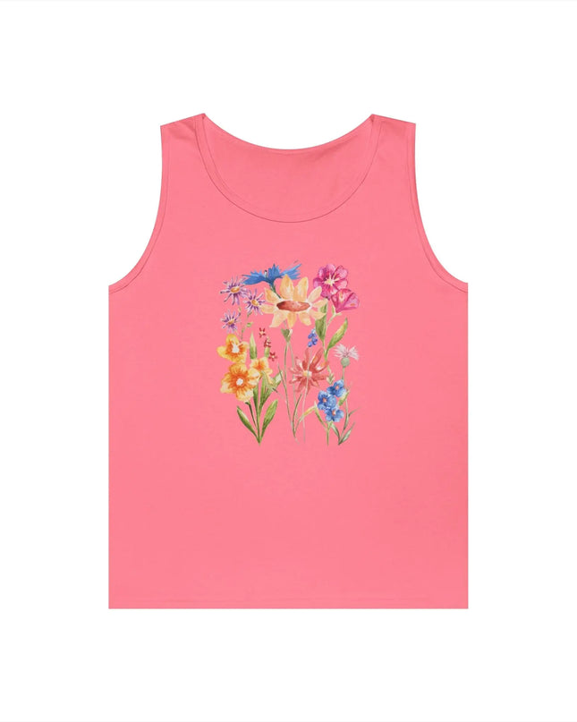 Floral Print Unisex Heavy Cotton Tank Top - Summer Vibes, Outdoor & Casual Wear - The Butterfly Mama