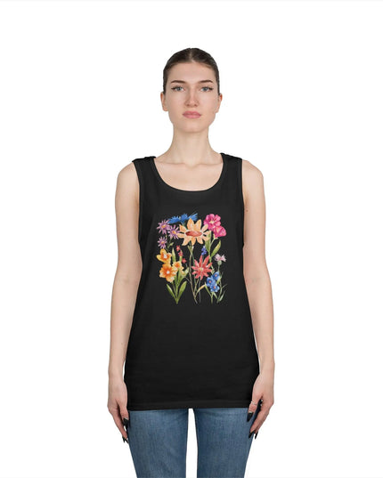 Floral Print Unisex Heavy Cotton Tank Top - Summer Vibes, Outdoor & Casual Wear - The Butterfly Mama