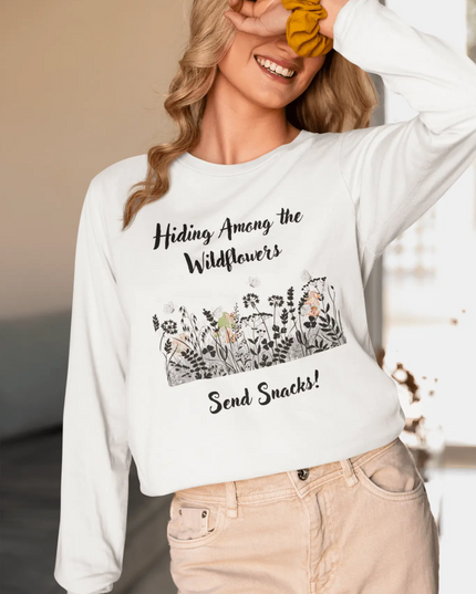 Hiding Among the Wildflowers, Send Snacks! Long Sleeve Tee - The Butterfly Mama