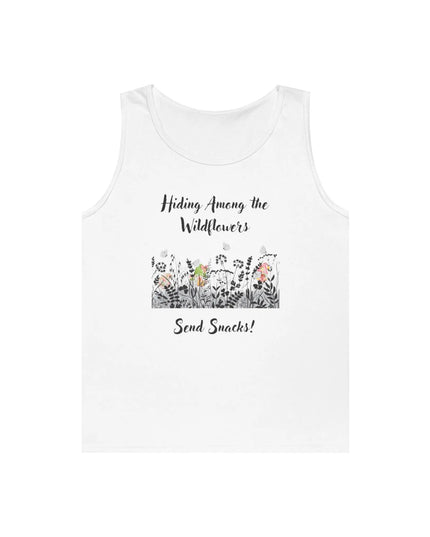 Hiding Among the Wildflowers, Send Snacks! Tank Top - The Butterfly Mama