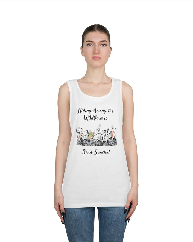 Hiding Among the Wildflowers, Send Snacks! Tank Top - The Butterfly Mama