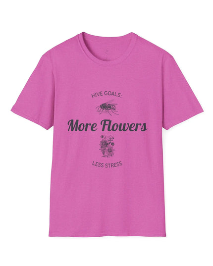 Hive Goals More Flowers Less Stress T-Shirt - The Butterfly Mama