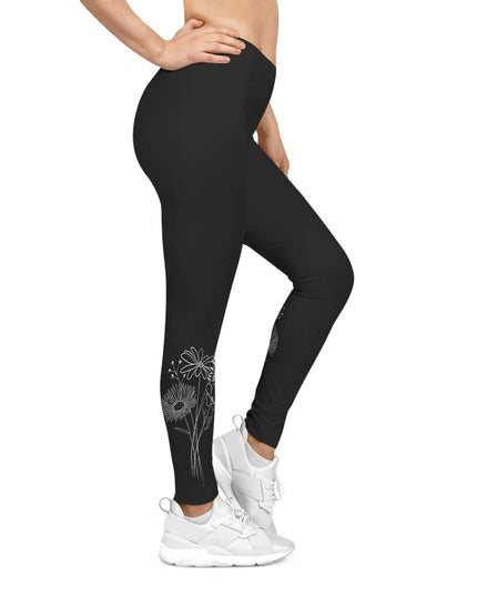 Ink Drawing Flower Bouquet Women's Casual Leggings - The Butterfly Mama