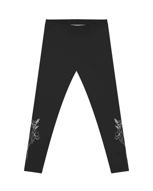 Ink Drawing Flower Bouquet Women's Casual Leggings - The Butterfly Mama