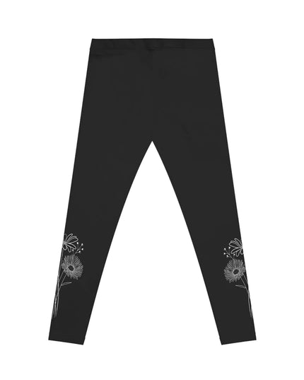 Ink Drawing Flower Bouquet Women's Casual Leggings - The Butterfly Mama