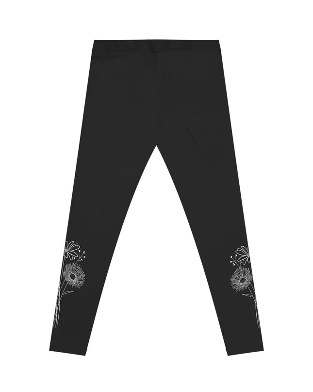 Ink Drawing Flower Bouquet Women's Casual Leggings - The Butterfly Mama