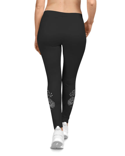 Ink Drawing Flower Bouquet Women's Casual Leggings - The Butterfly Mama