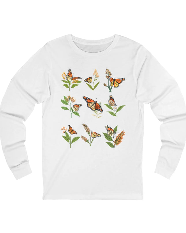 Monarch Majesty: Butterflies and Blooms Long Sleeve Tee - The Butterfly Mama