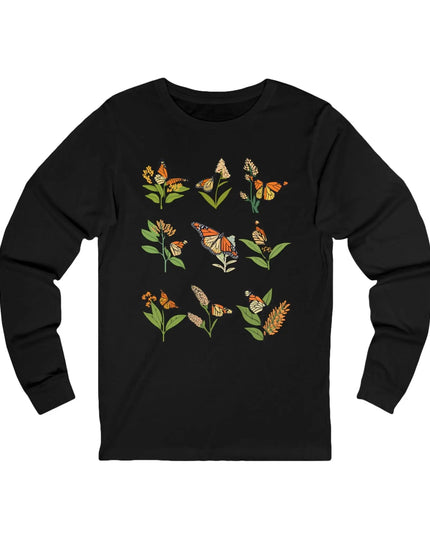 Monarch Majesty: Butterflies and Blooms Long Sleeve Tee - The Butterfly Mama