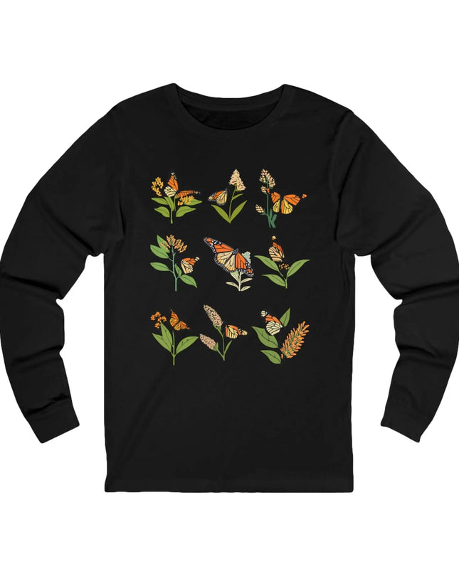 Monarch Majesty: Butterflies and Blooms Long Sleeve Tee - The Butterfly Mama