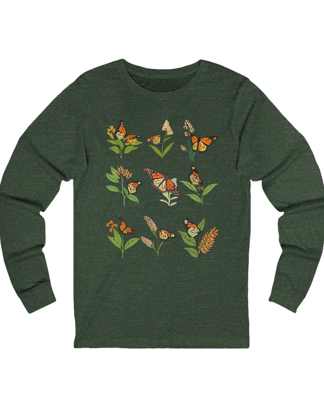 Monarch Majesty: Butterflies and Blooms Long Sleeve Tee - The Butterfly Mama