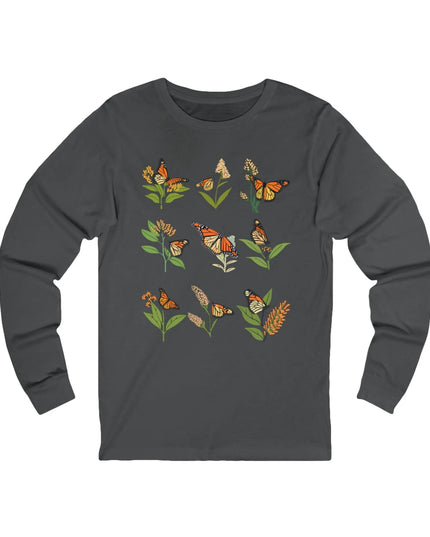 Monarch Majesty: Butterflies and Blooms Long Sleeve Tee - The Butterfly Mama