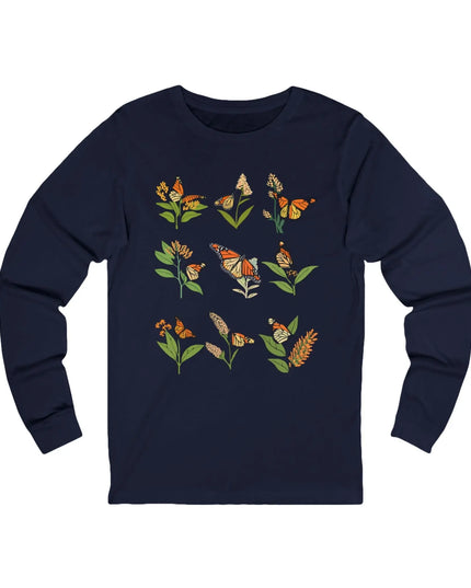 Monarch Majesty: Butterflies and Blooms Long Sleeve Tee - The Butterfly Mama