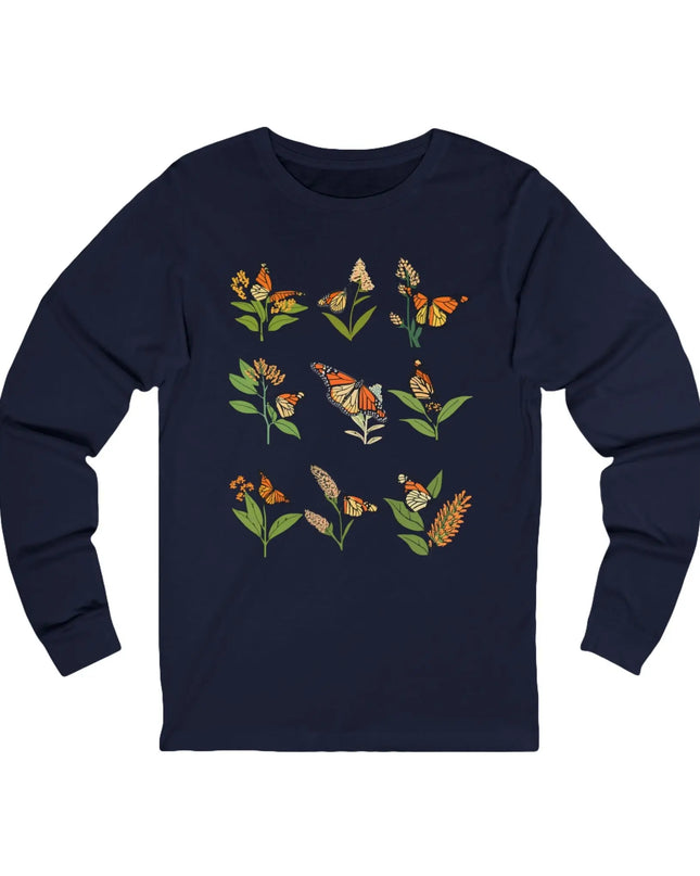 Monarch Majesty: Butterflies and Blooms Long Sleeve Tee - The Butterfly Mama