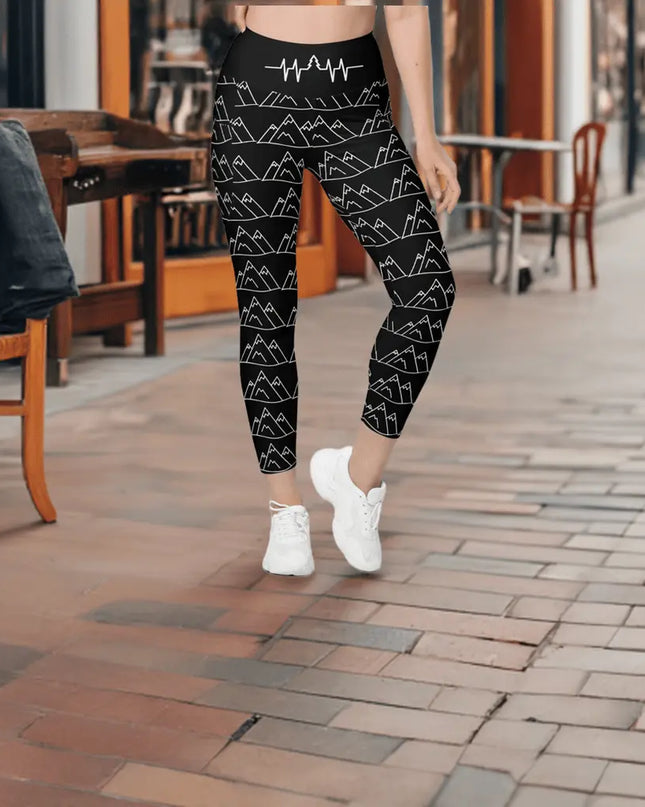 Mountain Pulse All Over Print Leggings with pockets - The Butterfly Mama