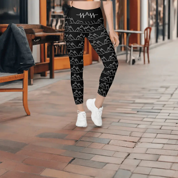 Mountain Pulse All Over Print Leggings with pockets - The Butterfly Mama