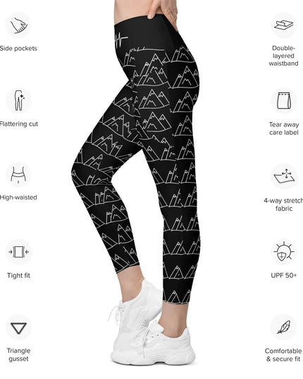 Mountain Pulse All Over Print Leggings with pockets - The Butterfly Mama