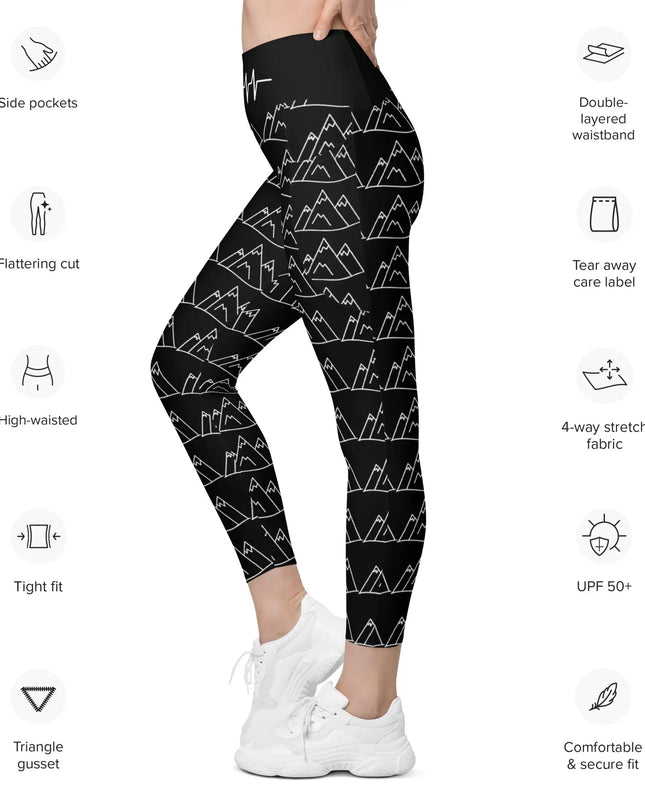 Mountain Pulse All Over Print Leggings with pockets - The Butterfly Mama