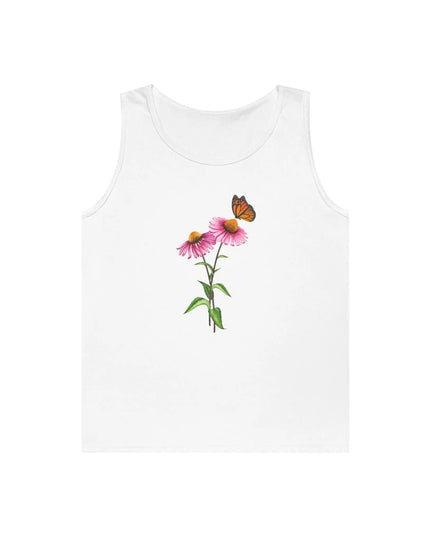 Purple Coneflower with Monarch Butterfly Design Tank Top - The Butterfly Mama