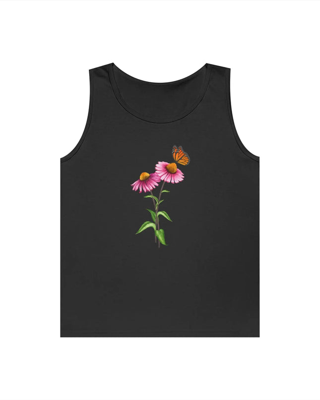 Purple Coneflower with Monarch Butterfly Design Tank Top - The Butterfly Mama