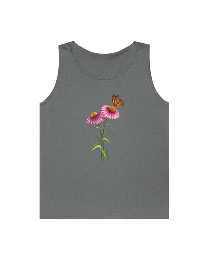 Purple Coneflower with Monarch Butterfly Design Tank Top - The Butterfly Mama
